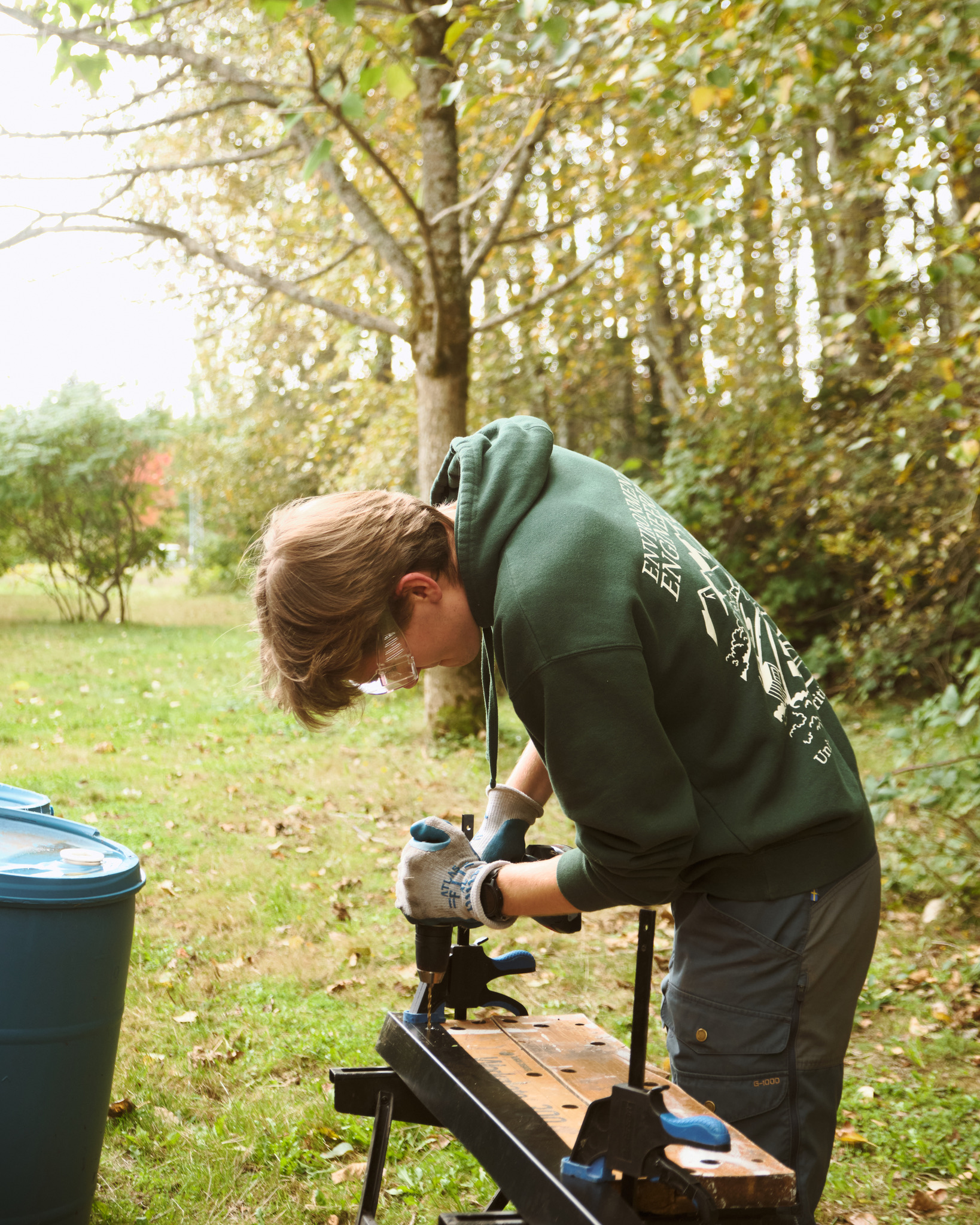 Agrobot team members testing a robot